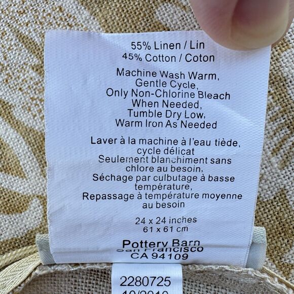 Pottery Barn Alessandra Linen Blend 24x24 Pillow Cover Honey Gold - Picture 6 of 6